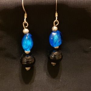 This Blue Almost Glows, silver toned Earrings